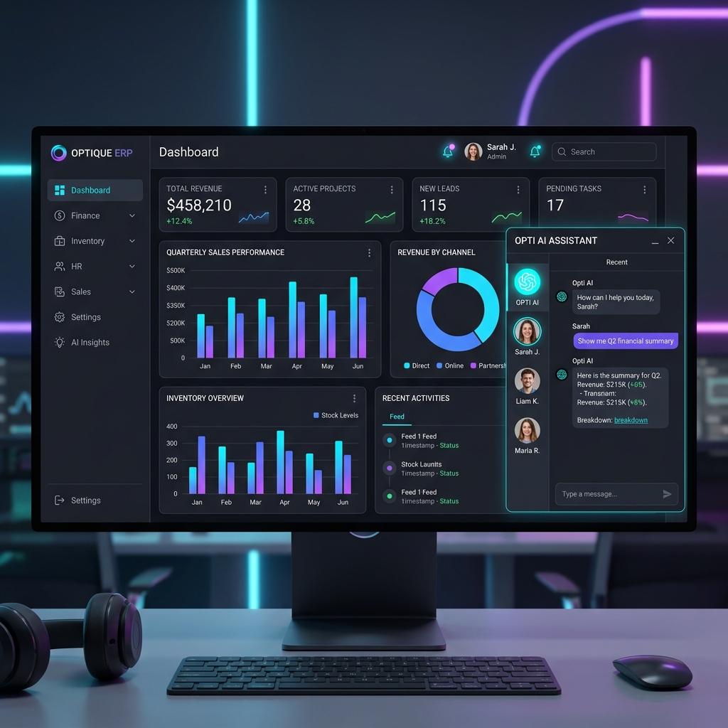 Boosira ERP Dashboard with AI Agents Panel
